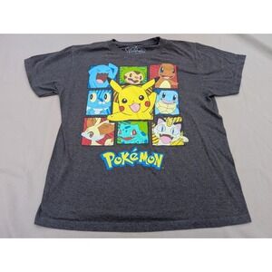 Vtg Style Pokemon T Shirt Boy's Sz Medium Pikachu Dark‎ Gray Good Condition
